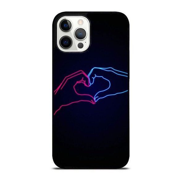 Neon Heart Hand Sign Love Heart iPhone Case - Picture 1 of 1